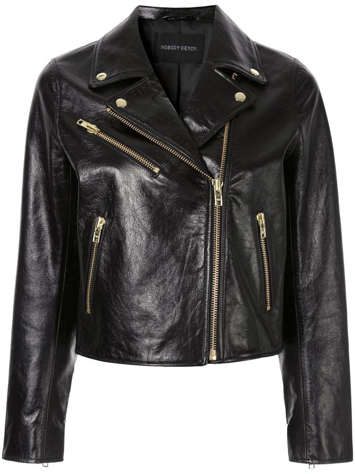 Nobody Denim High-shine Leather Jacket - Black