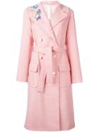 Olympia Le-tan Double-breasted Belted Coat, Women's, Size: 36, Pink/purple, Virgin Wool/alpaca/silk/polyester