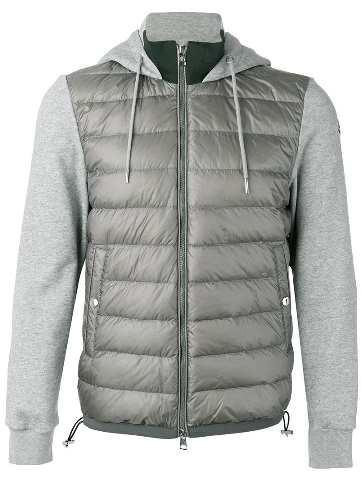 Moncler - Padded Hoodie Jacket - Men - Cotton/polyamide/feather - L, Grey, Cotton/polyamide/feather