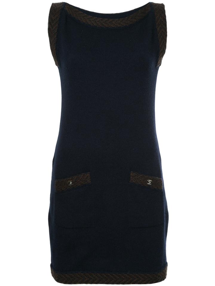 Chanel Vintage Cashmere Knitted Mini Dress - Black