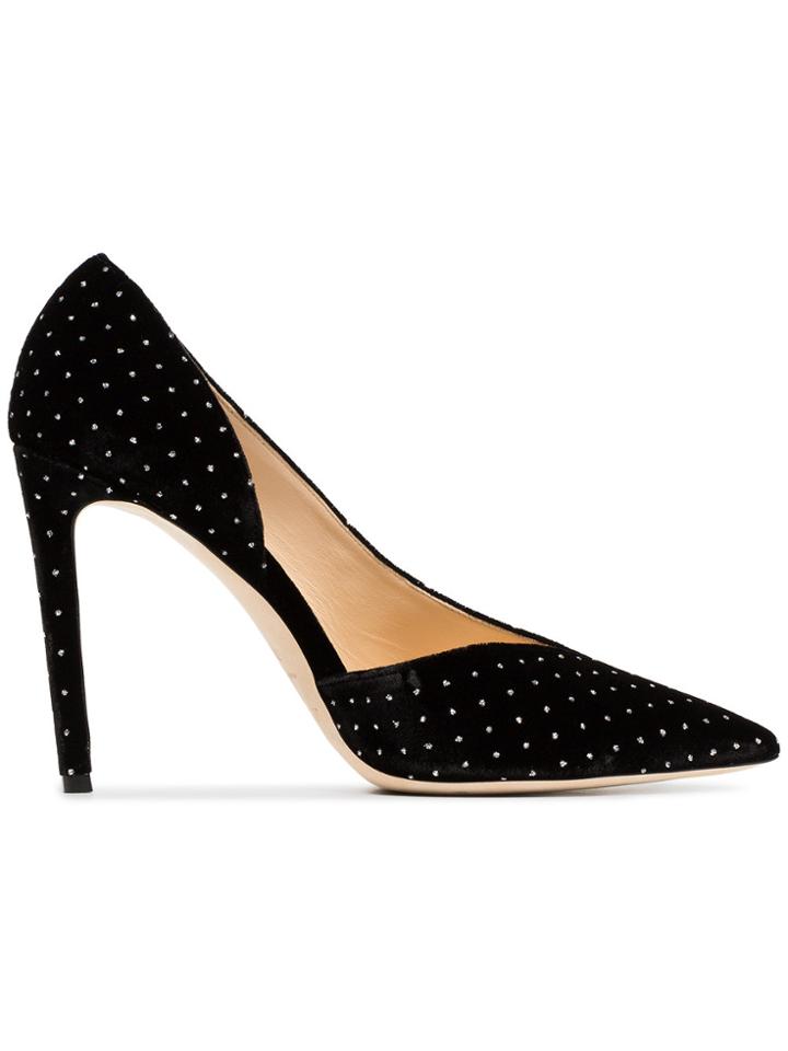 Jimmy Choo Black Sophia 100 Velvet Crystal Pumps
