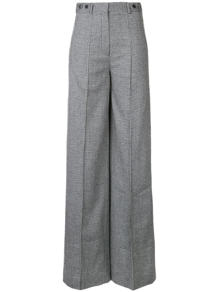 Rokh Small Houndstooth Print Palazzo Trousers - Black