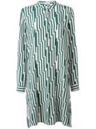 Closed Zig Zag Shirt Dress, Women's, Size: Small, Green, Silk