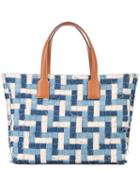 Loewe Geometric Pattern Tote, Women's, Blue, Calf Leather/cotton