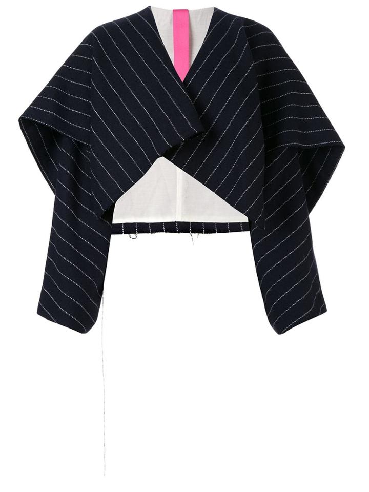 Y's Pinstripe Poncho - Blue