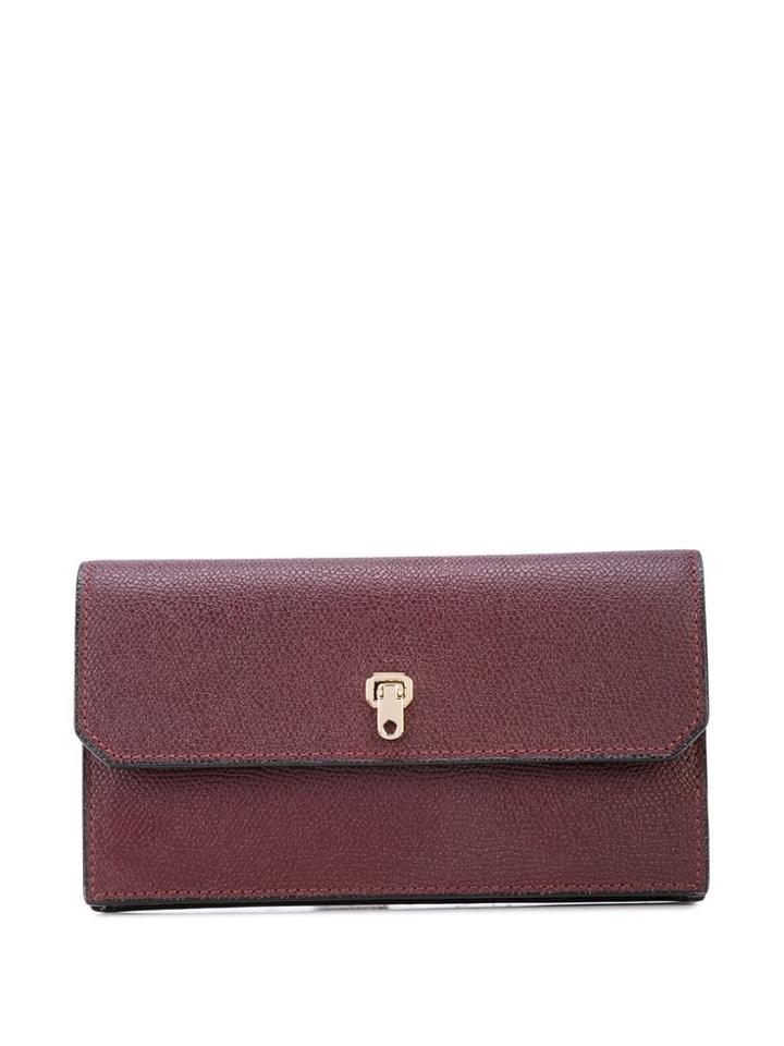Valextra Pebbled Foldover Wallet - Red