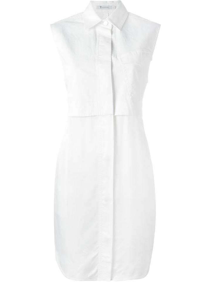 T By Alexander Wang Panelled Shirt Dress, Women's, Size: 0, White, Cotton/spandex/elastane/viscose