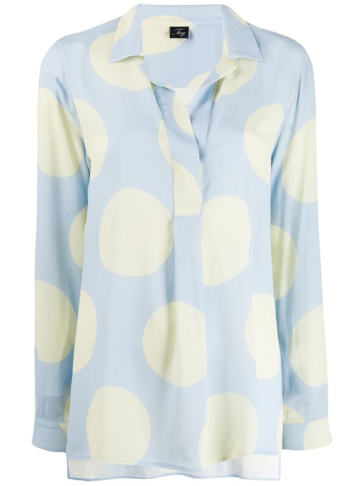 Fay Large Polka Dot Print Shirt - Blue