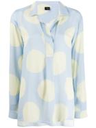 Fay Large Polka Dot Print Shirt - Blue