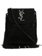 Saint Laurent Woven 'monogram' Shoulder Bag, Women's, Black