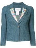 Chanel Pre-owned Cc Logos One Button Basic Jacket - Blue