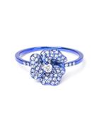 As29 Diamond Flower Ring, Women's, Size: 6, Blue