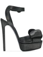 Casadei Bow Embellished Platform Sandals - Black