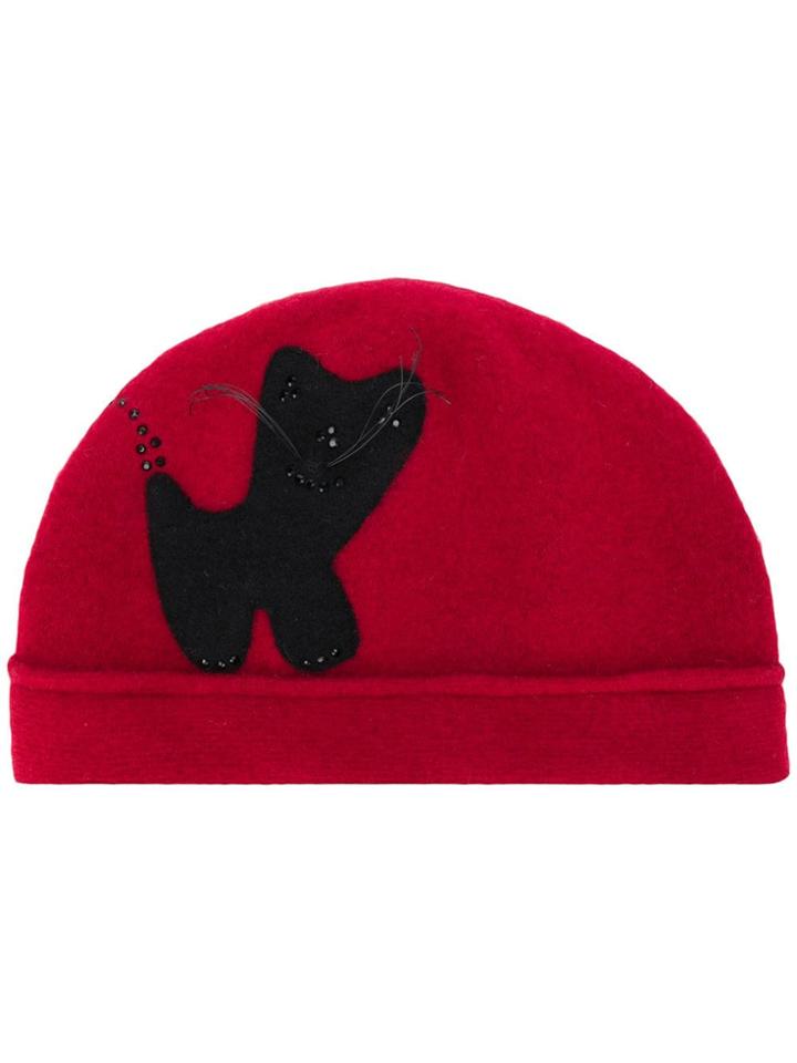 Le Chapeau Cat Embellished Hat - Red