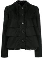 Emporio Armani Ruffled Hooded Jacket, Women's, Size: 44, Black, Polyamide/polyester