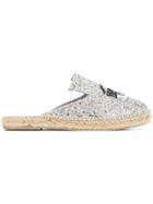 Chiara Ferragni Glitter Espadrille Mules - Silver