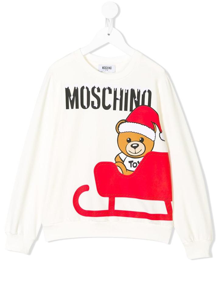 Moschino Kids Teen Teddy Bear Motif Sweatshirt - White