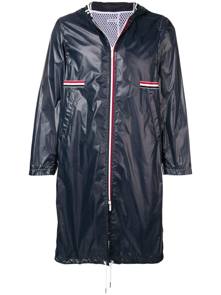 Thom Browne Satin Finish Tech Parka - Blue