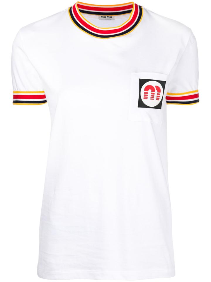 Miu Miu Contrast Trim T-shirt - White