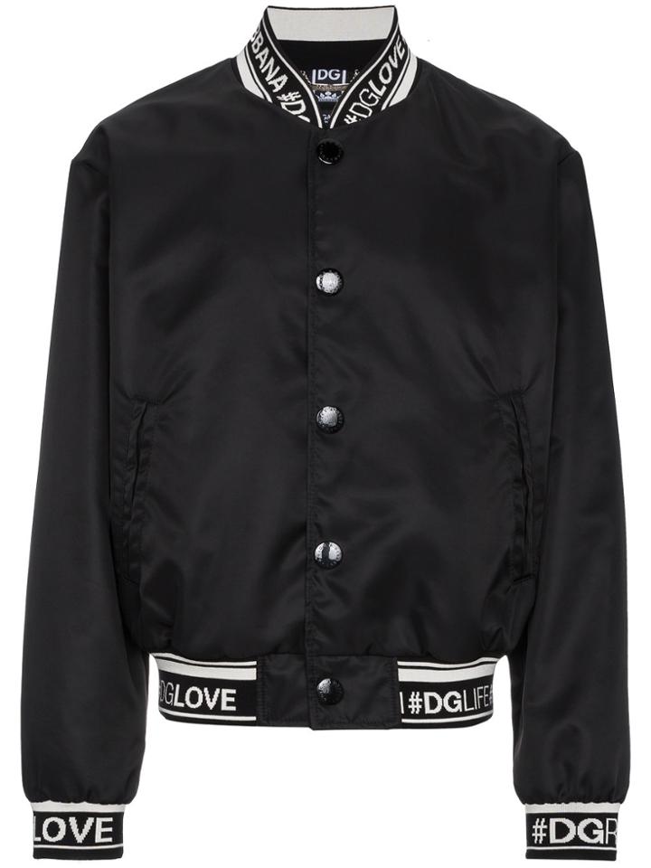 Dolce & Gabbana Black Logo Bomber Jacket