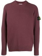 Stone Island Logo Patch Knitted Sweater - Purple
