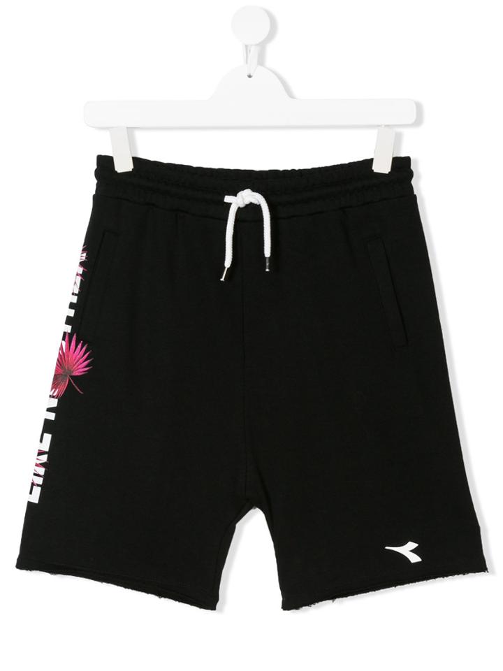 Diadora Junior Teen Printed Loose Fit Shorts - Black