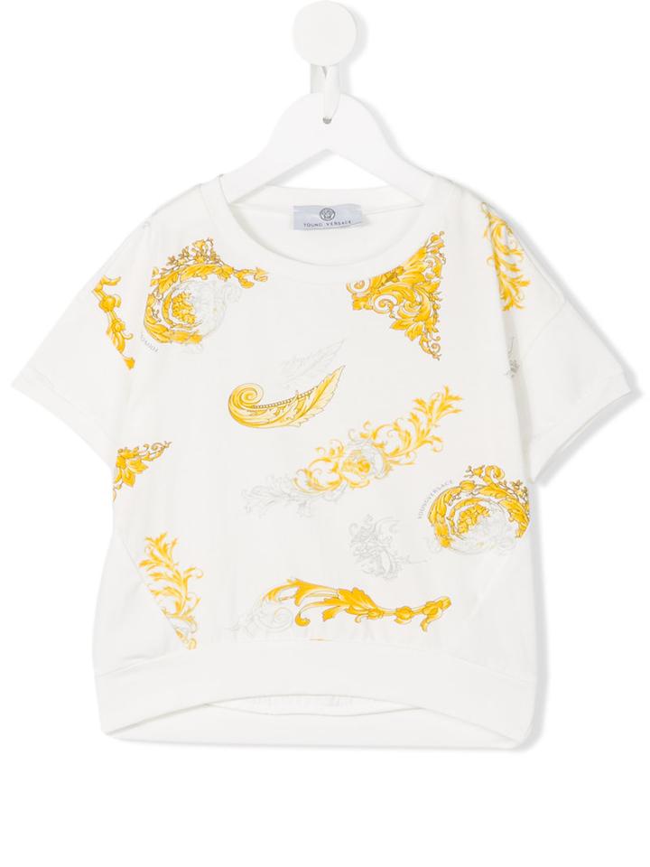 Young Versace Printed T-shirt, Toddler Girl's, Size: 5 Yrs, White