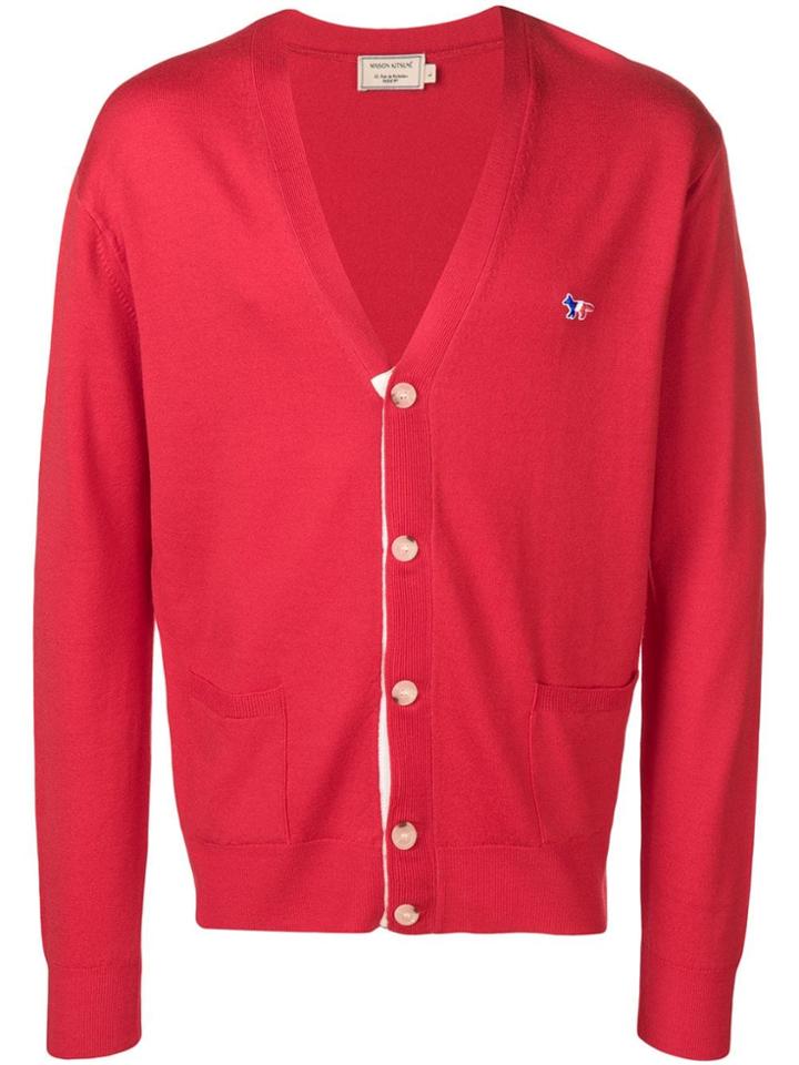 Maison Kitsuné Logo Cardigan - Red