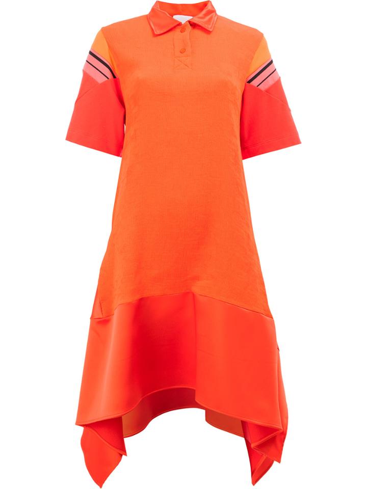 Koché Asymmetric Hem Polo Dress - Yellow & Orange