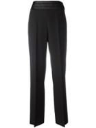 Maison Margiela Pleated Waistband Trousers, Women's, Size: 40, Black, Silk/cotton/virgin Wool