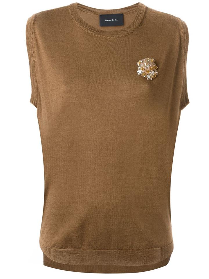 Simone Rocha Brooch Knit Tank Top