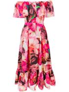 Msgm Floral Ruffle Dress - Pink
