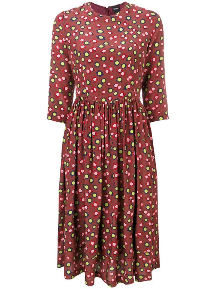 Aspesi Flower Print Midi Dress - Brown