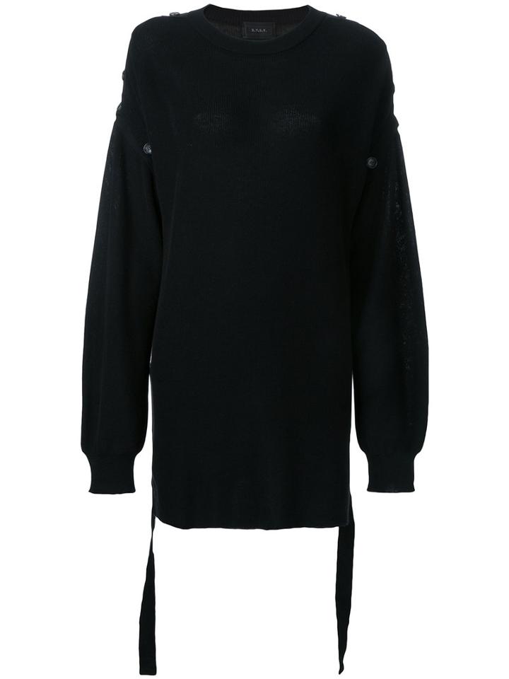 G.v.g.v. - Button Detail Midi Jumper - Women - Cotton/polyester - Xs, Black, Cotton/polyester