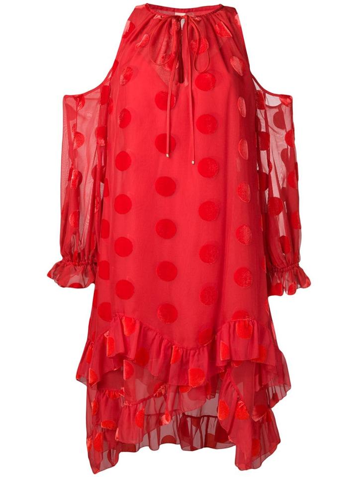 Maria Lucia Hohan Polka Dot Cold Shoulder Dress - Red