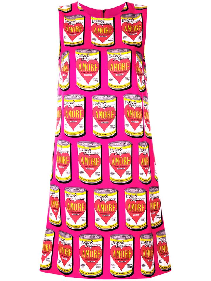 Dolce & Gabbana Amore Print Shift Dress - Pink & Purple