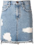 Current/elliott Ripped Denim Mini Skirt - Blue
