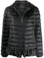Liu Jo Ruffled Hem Puffer Jacket - Black