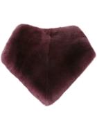 Max Mara Triangular Fur Collar, Women's, Red, Rabbit Fur/cupro/calf Leather