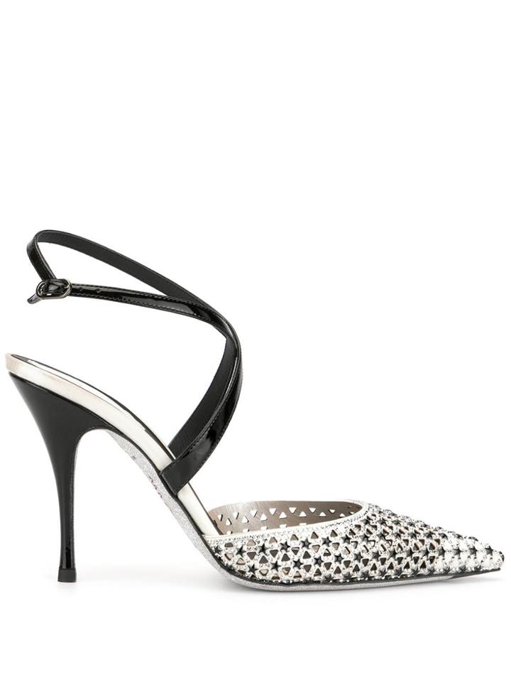 René Caovilla Stelina Krisa Laser-cut Pumps - Silver