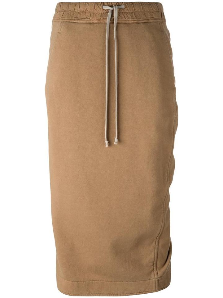 Rick Owens Drkshdw Drawstring Pencil Skirt, Women's, Size: Xs, Brown, Cotton