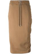 Rick Owens Drkshdw Drawstring Pencil Skirt, Women's, Size: Xs, Brown, Cotton