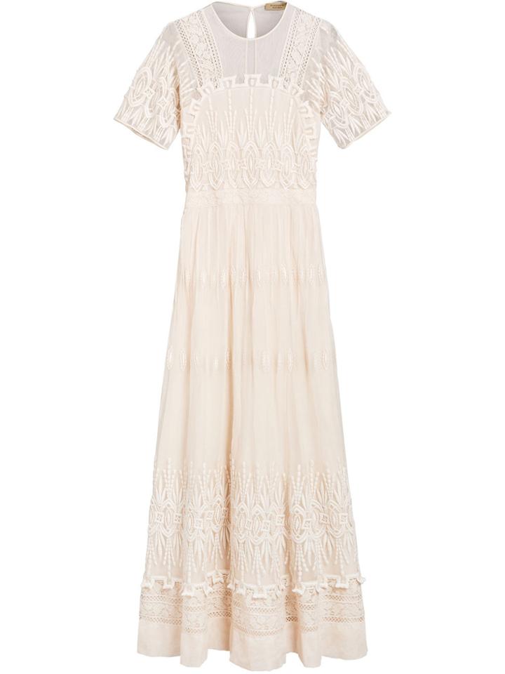 Burberry Embroidered Tulle Dress - White