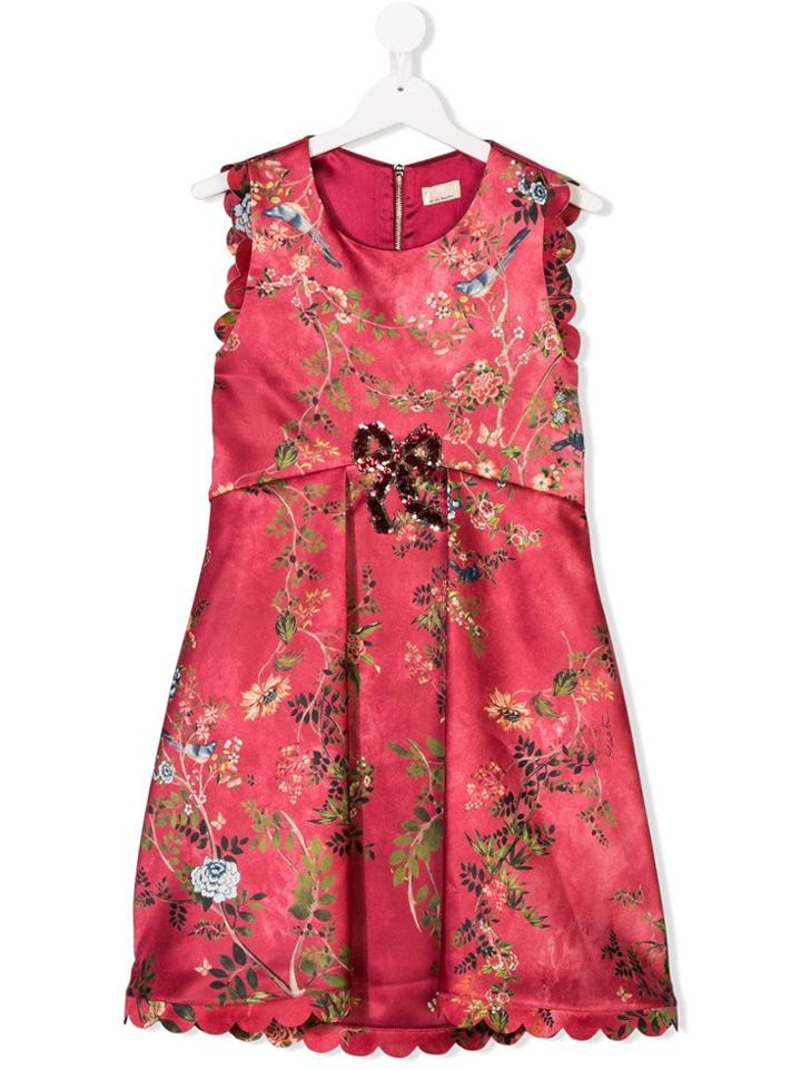 Elisabetta Franchi La Mia Bambina Floral-print Dress - Pink & Purple