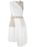 Carven Paneled Belted Dress - White