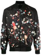 Philipp Plein Paint Splatter Print Bomber Jacket, Men's, Size: Small, Black, Polyester
