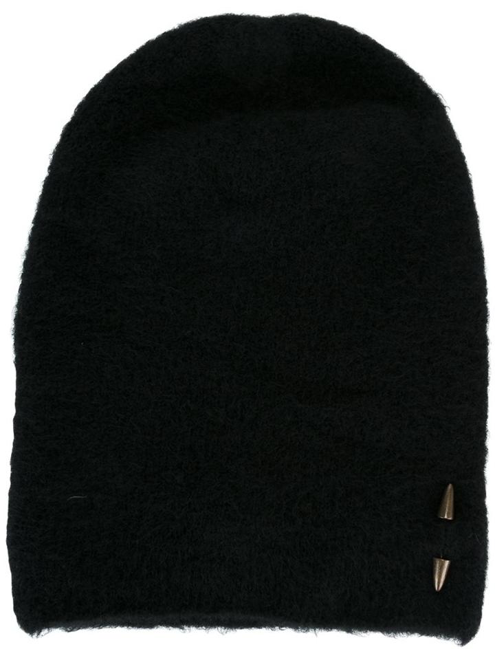 Isabel Benenato Stud Detail Beanie, Women's, Black, Polyamide/spandex/elastane/yak/merino