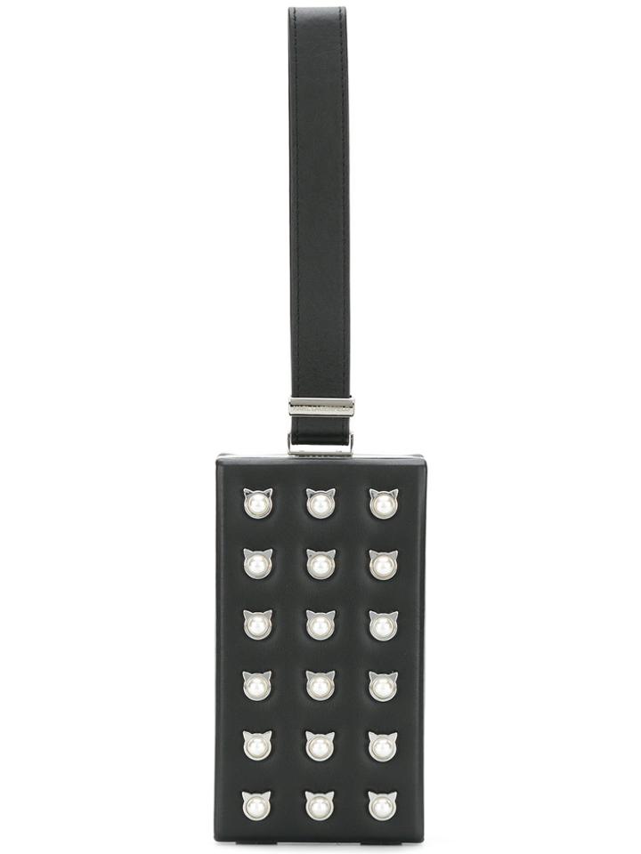 Karl Lagerfeld Nyc Choupette Pearls Clutch - Black