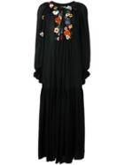 Fendi Embroidered Maxi Dress, Women's, Size: 40, Black, Silk