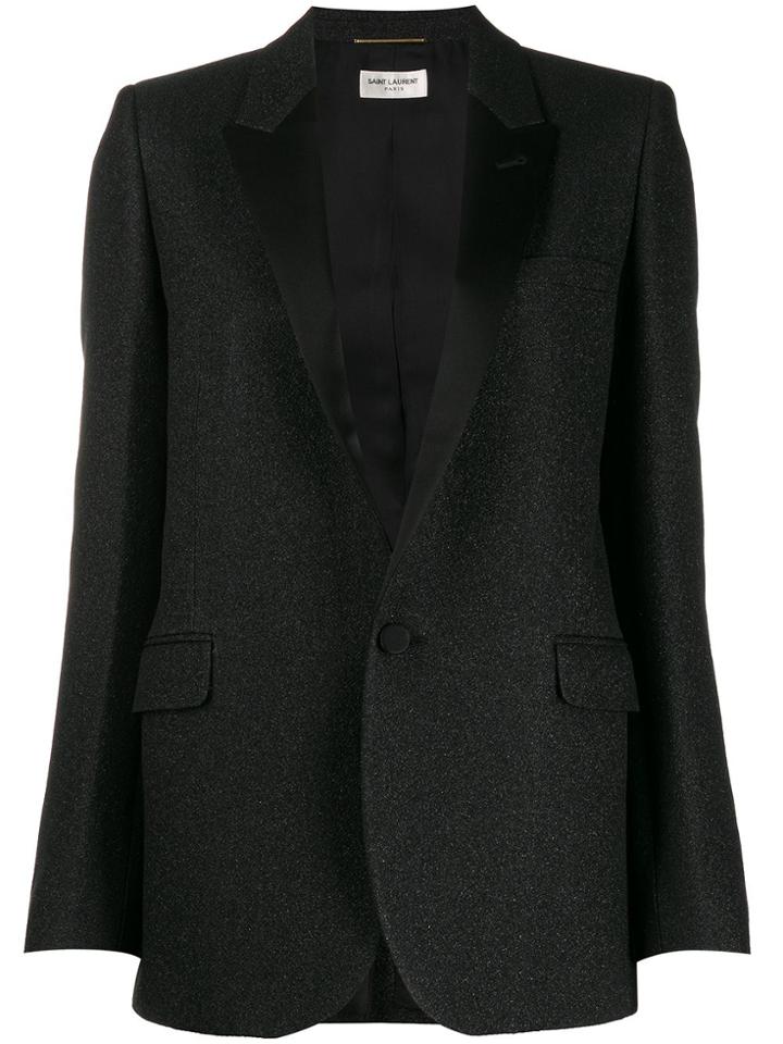 Saint Laurent Single-breasted Textured Blazer - Black